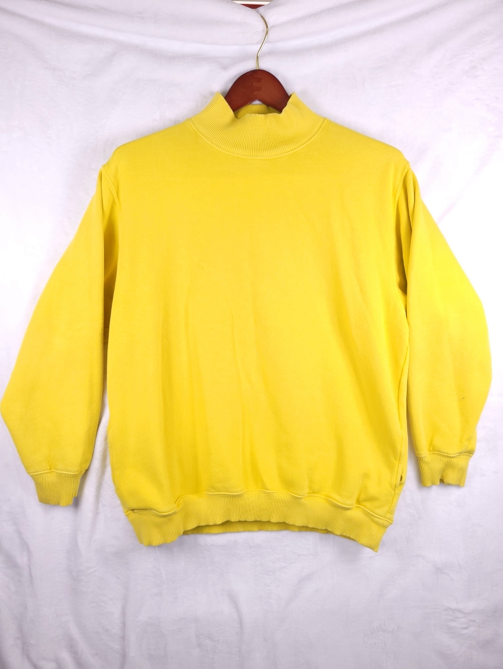 Aerie Mockneck Cozy Pullover Sweatshirt Pockets Yellow M